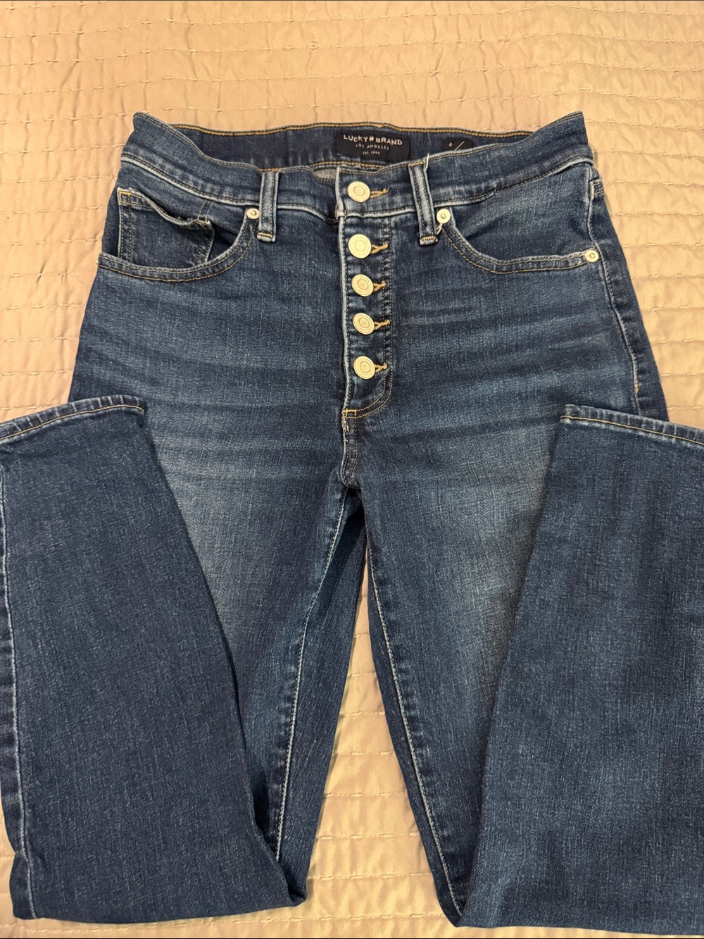 Lucky Brand Women's Medium Blue High-Rise Button-Fly Skinny Jeans